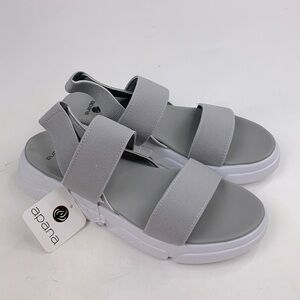 Apana Grey Nola Sandals Size 9 Stretch band straps White sole New NWT